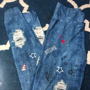 Justice jean colored leggings